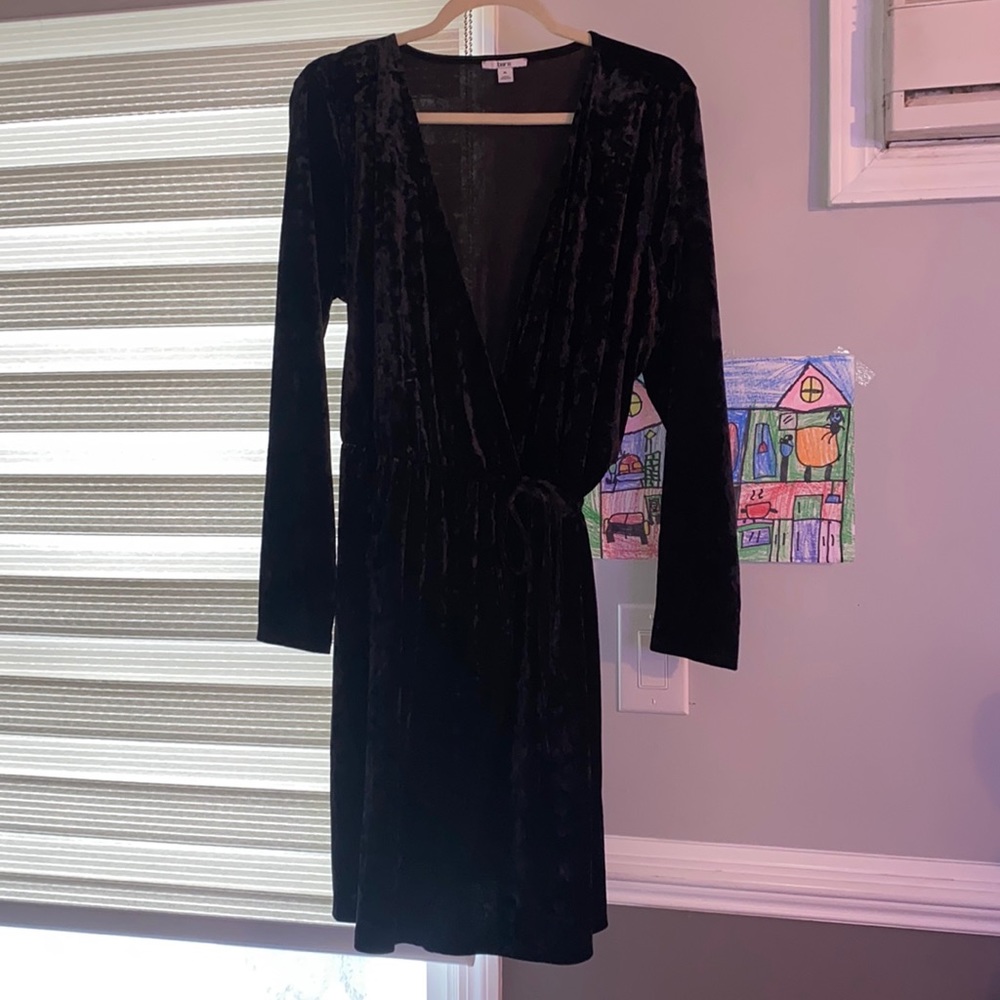 Crushed velvet wrap dress